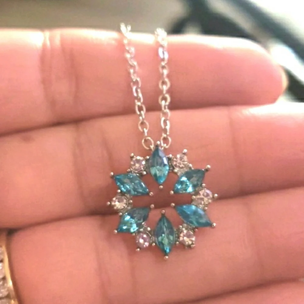 Blue Snowflake Pendant Necklace